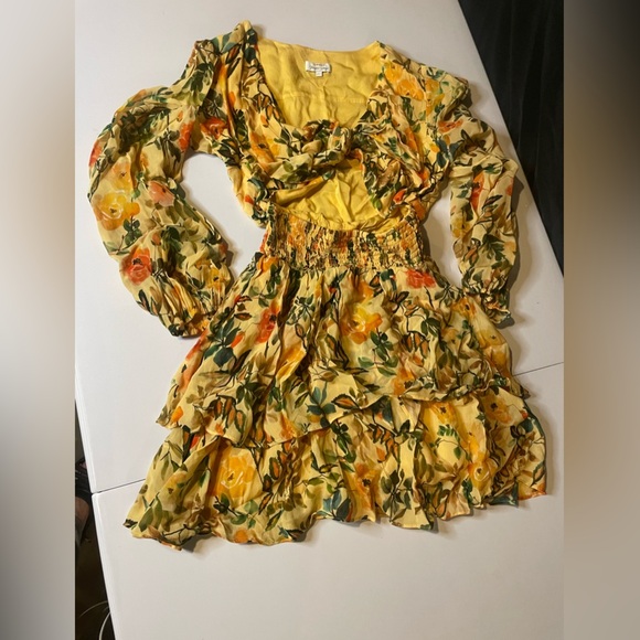 Rays for Days Laurel Dress with Creamy Yellow Floral and Cutout, size womens‎ XS - Picture 3 of 6